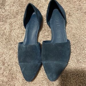 ABLE blue suede d’orsay flats